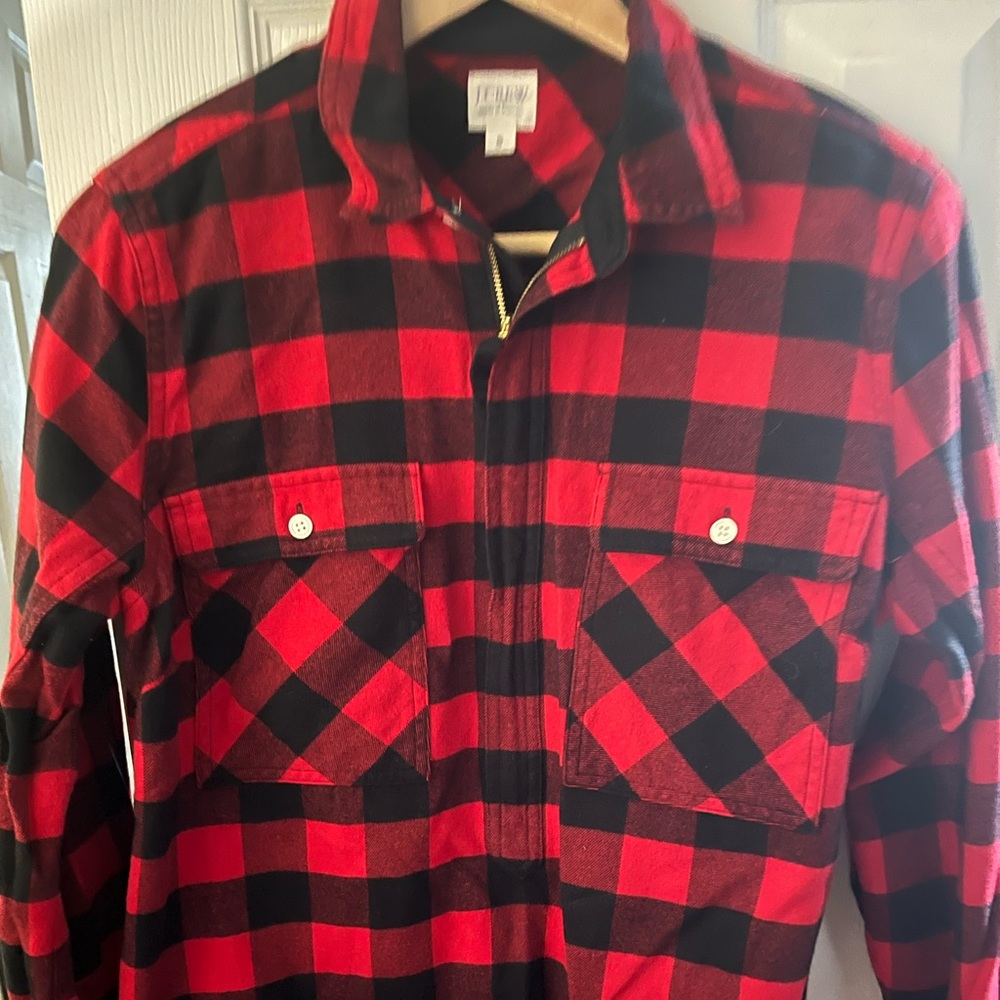 JCrew thick plaid half zip shirt Size S
